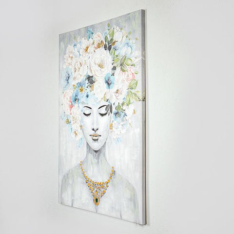 Eurolamp Quadro Figura femminile con fiori su tela 80x3,5 xH120 cm