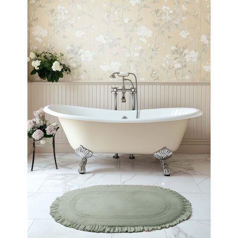 Blanc Mariclò Tappeto bagno in cotone verde con gala "Bagno Chiaro" 50x80 cm - Angelica Home Stabia