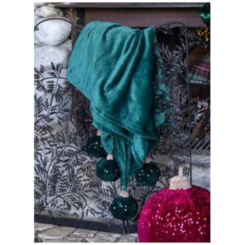 L'Atelier 17 Plaid di natale invernale con sfere in "Paillettes" 125x155 cm 2 varianti(1 unità)