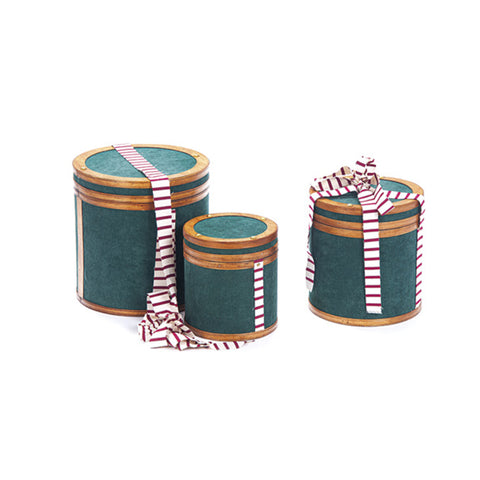 Bruco Set 3 pezzi Cappelliere di natale tonde in legno verde