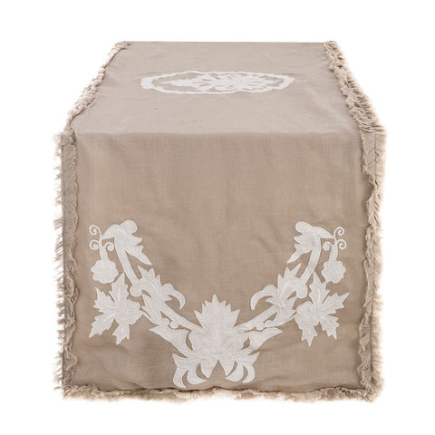 Blanc Mariclò Runner in lino Shabby Chic, "Dentelle" 45×150 cm