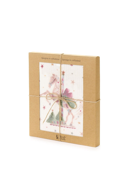 Cloth Clouds Set of 6 Christmas "Carousel" Kitchen Sponges