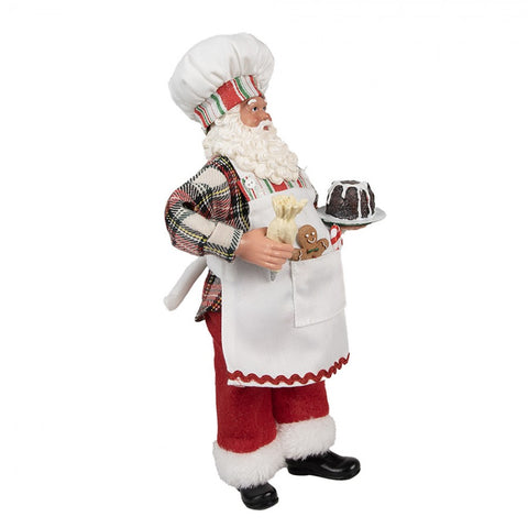 Clayre &amp; Eef Statuette de chef Père Noël en tissu 16x9xH28 cm 