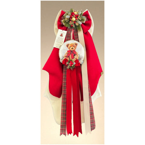 Madame Fioccò Fiocco di natale con tamburello Dolce Teddy Avorio/Rosso 3 varianti(1 unità)