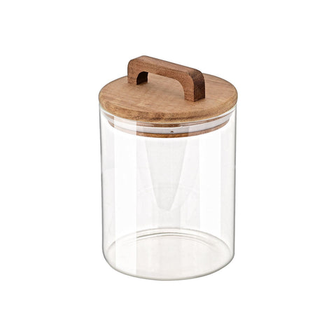 Estia Home Barattolo in vetro con tappo ermetico in legno "Allure" D10xH14.8 cm