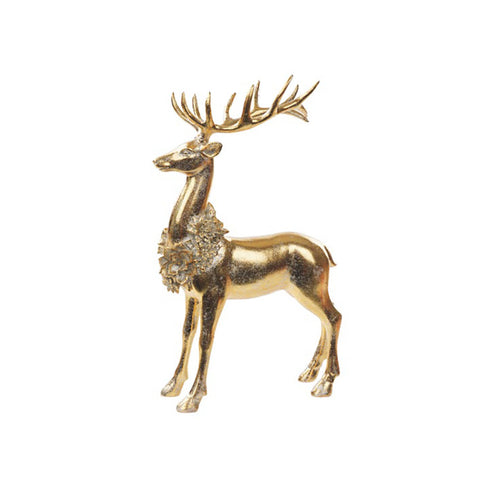 L'arte di Nacchi Statuina renna decoro natalizio in resina oro 22x8,5xH35 cm