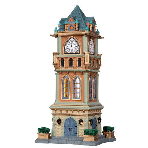 LEMAX Porcelain LED Clock Tower "Municipal Clock Tower" 12.3x12.3xH27.5cm