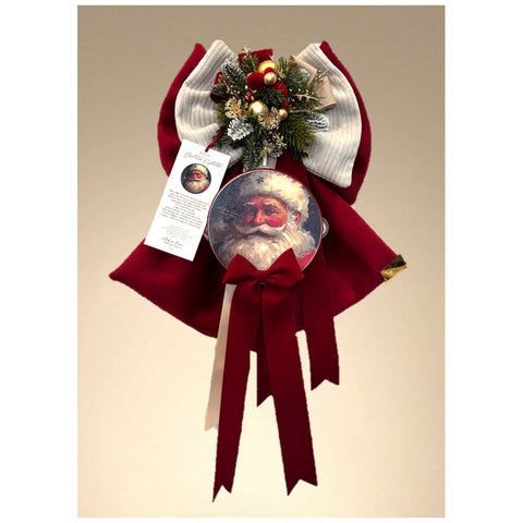 Madame Fioccò Fiocco "Antico Natale" bianco/rosso con tamburello 3 varianti(1 unità)