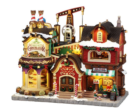 LEMAX Edificio in movimento e musica "The Holly Jolly Chocolatier & Mrs. Claus Coffee Shop" H28x32.5x19 cm