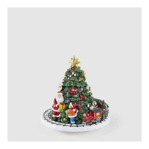 EDG Enzo de Gasperi Carillon albero di natale con trenino decoro natalizio poliresina D15,5 H17 cm