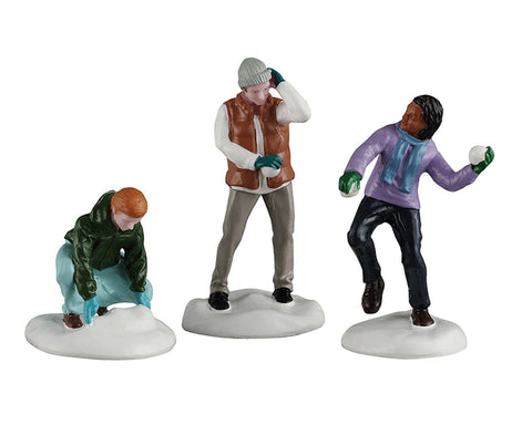 LEMAX Set 3 Personaggi Battaglia con palle di neve "Snowball Fight" H6.4 cm