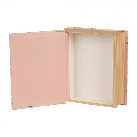 Clayre & Eef Scatola Libro contenitore in cartone rosa/verde con fiori 17x14x5 cm