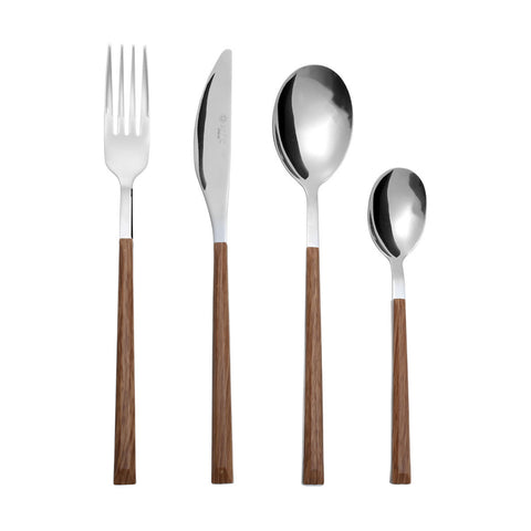 Estia Home Set 24 posate in acciaio inossidabile e legno "Savanna" 18/0
