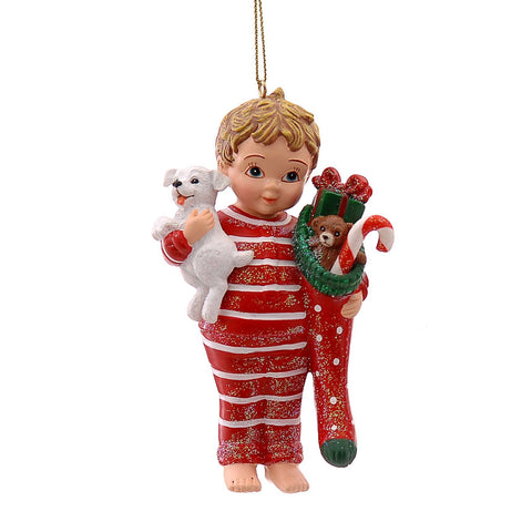 Décoration enfant en résine Vetur avec pyjama H10 cm 2 variantes (1 unité)