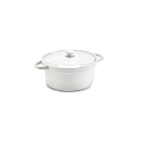 Fade Cocotte in porcellana bianca con coperchio "Gourmet" 18x14x9.5 cm