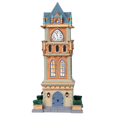 LEMAX Porcelain LED Clock Tower "Municipal Clock Tower" 12.3x12.3xH27.5cm