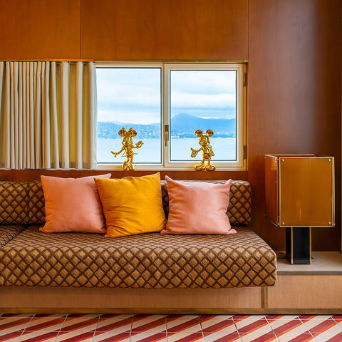 LEBLON DELIENNE Statuina Topolino Welcome piccolo oro cromato 18.5xH30 cm