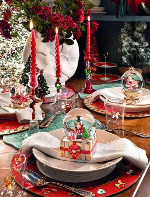 Henriette Candeliere di natale in vetro con Ghirlanda "Treasure" H18 cm