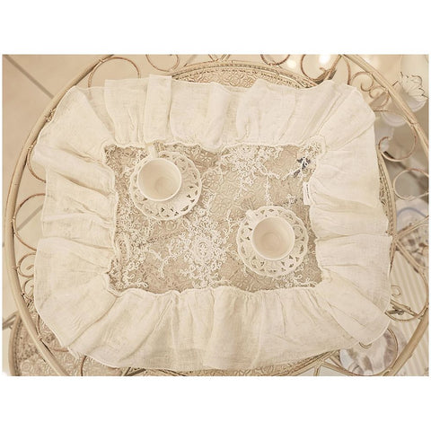 Chez Moi Lace doily with ruffles Made in Italy "Corinthian" 25x35+11/12 cm