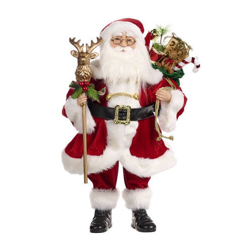 GOODWILL Père Noël en résine avec sceptre et ornements H48 cm