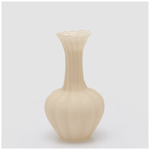 Edg Enzo de Gasperi Vaso Flow Sinuoso in vetro opaco avorio D17xH31 cm - Angelica Home Stabia