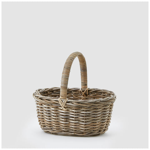Edg Oval rattan basket with handles 46x36xH20 cm