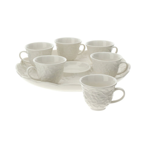 Hervit Tray with 6 coffee cups and sugar bowl "Romance" D26 cm