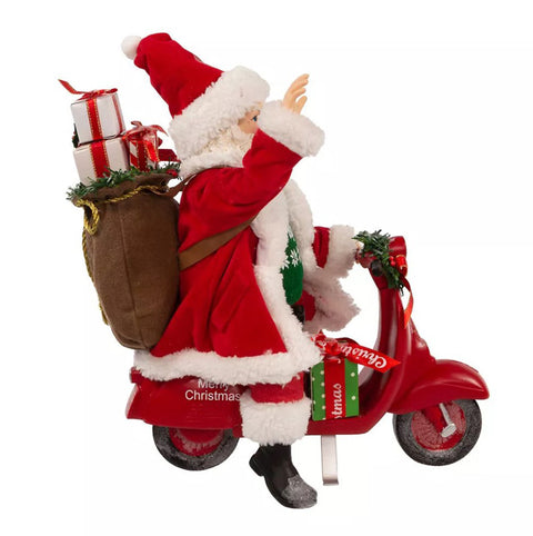 Kurt S. Adler Figurine Père Noël en résine sur Vespa H25 cm