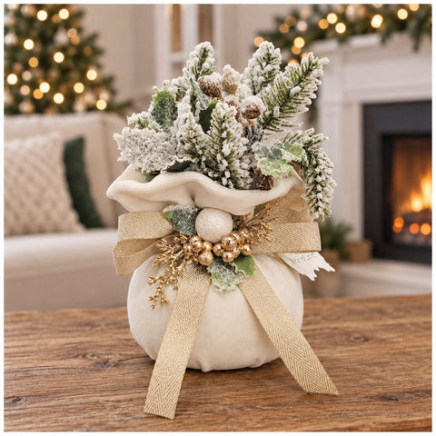 Fiori di Lena Alberello di natale piccolo base in velluto H18 cm 3 varianti(1 unità)
