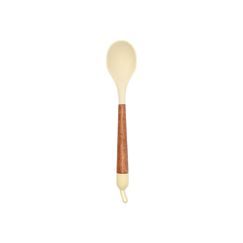Estia Home Cucchiaio da cucina in silicone crema e legno "Allure" 34x6.5x3 cm