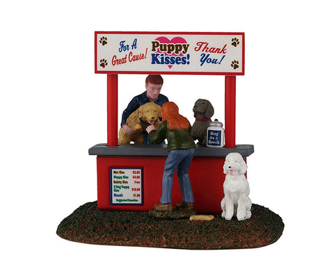 LEMAX Negozio "Puppy Kissing Booth" in resina H9.2x10.4x8.4 cm