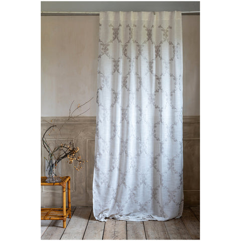 Blanc Mariclò Lot de 2 rideaux crème avec broderie damassée Shabby Chic 140x290 cm