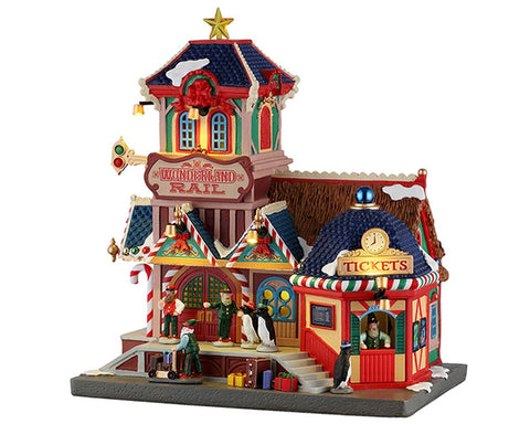 LEMAX Edificio illuminato "Wonderland Rail" in resina H24.5x22x15 cm