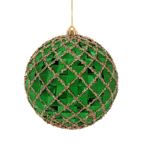 Boule de Noël en plastique vert/doré Vetur D20 cm