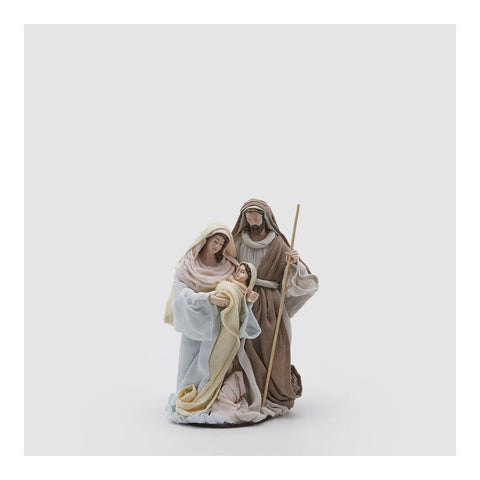 EDG Decorazione natalizia statuina natività sacra famiglia in resina e tessuto H22 cm