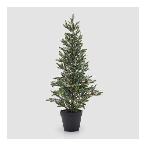 EDGAlbero di natale pino innevato in vaso con pigne pvc H65 cm