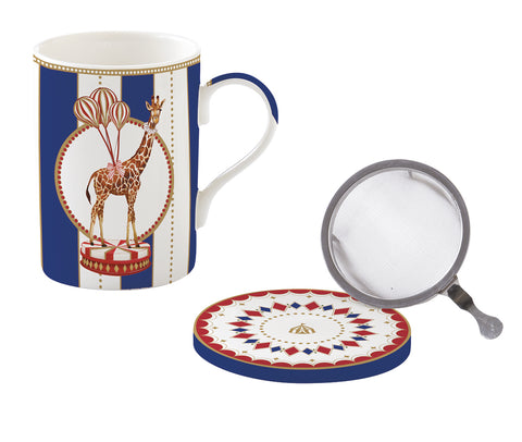 Easy Life Tazza Mug di natale in porcellana con infusore + box "Circus" 350 ml