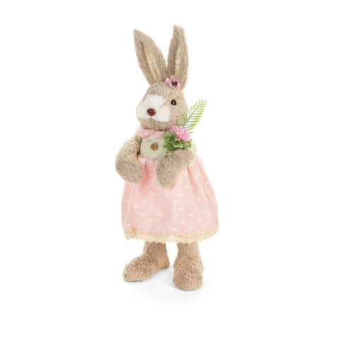 Nuvole di Stoffa Statuina Coniglio pasquale con fiori H40 cm "PePen" 2 varianti(1 unità)
