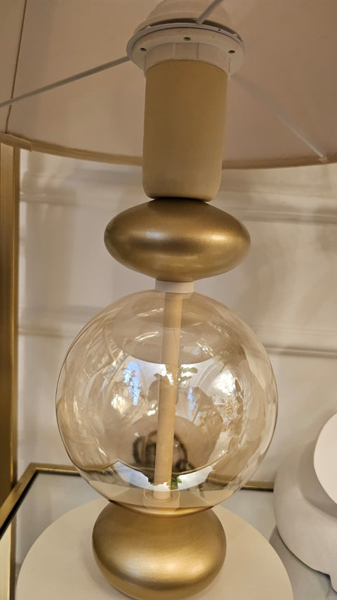 Brulamp Lampada da tavolo in legno + paralume tortora E27 D15.5xH58 cm