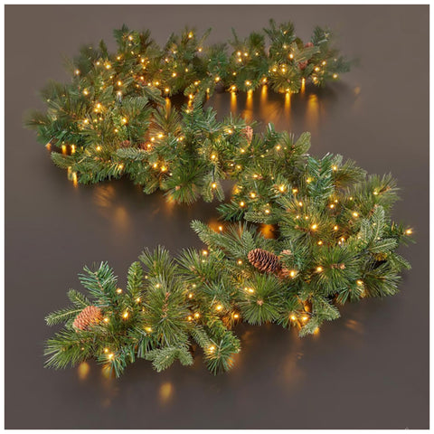 EDG Illuminated festoon, Pine branch in PVC+PE with 300 LEDs H270 cm