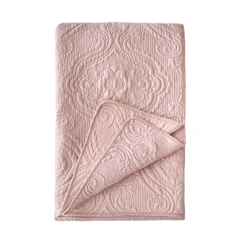 Couette double Blanc Mariclò Rose Printemps en mélange de coton « Broderie de coton » 260x260 cm