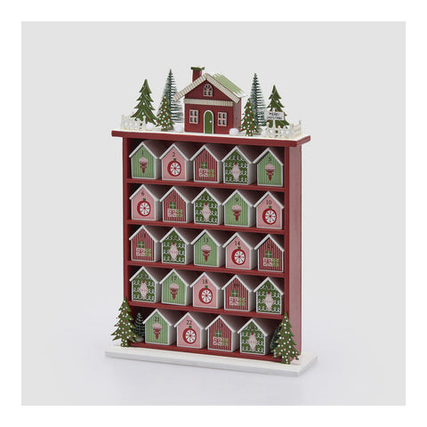 EDG Calendario dell'avvento in legno 24 casette 27x8xH38,5 cm