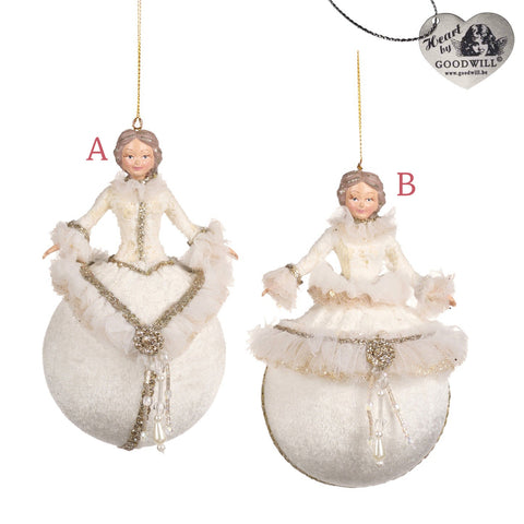 GOODWILL Christmas bauble with lady in resin 14.5 cm 2 variants (1pc)