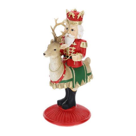 Hervit Decoro natalizio statuina soldatino su renna in resina 11xH19 cm