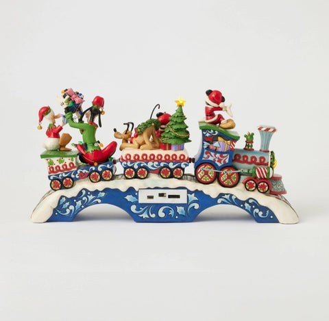 Enesco Mickey Mouse and Friends Christmas Figurine with LED Lights and Music, 10.6 x 42 x 22 cm