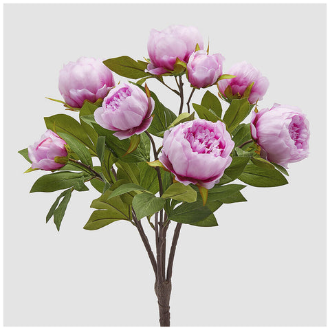 EDG Enzo de Gasperi Mazzo Cespuglio 8 Peonie rosa scuro con foglie artificiale H53 cm - Angelica Home Stabia