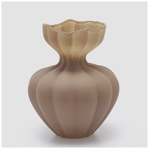 Edg Enzo de Gasperi Vaso Flow Sinuoso in vetro opaco marrone D26xH32 cm - Angelica Home Stabia