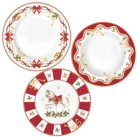 Service de table de Noël Easy Life 18 pièces pour 6 personnes « Conte de Noël » D26,5/D21,5/D19 cm