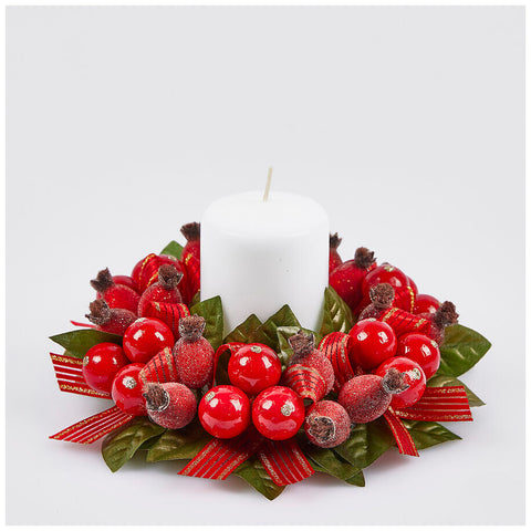 EDG - Enzo De Gasperi Dog rose candle holder with berries D20 cm