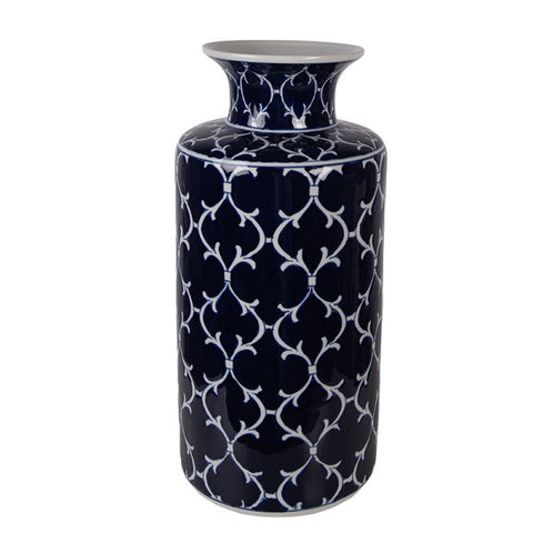 Clayre & Eef Vaso portafiori in ceramica blu da tavolo D19xH41 cm